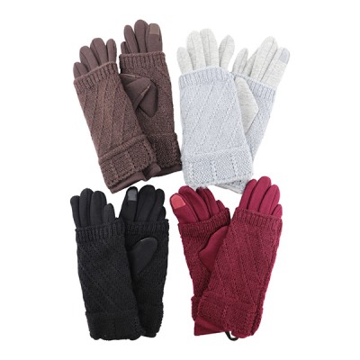 LADIES WINTER KNIT GLOVES 2 IN 1 1CT